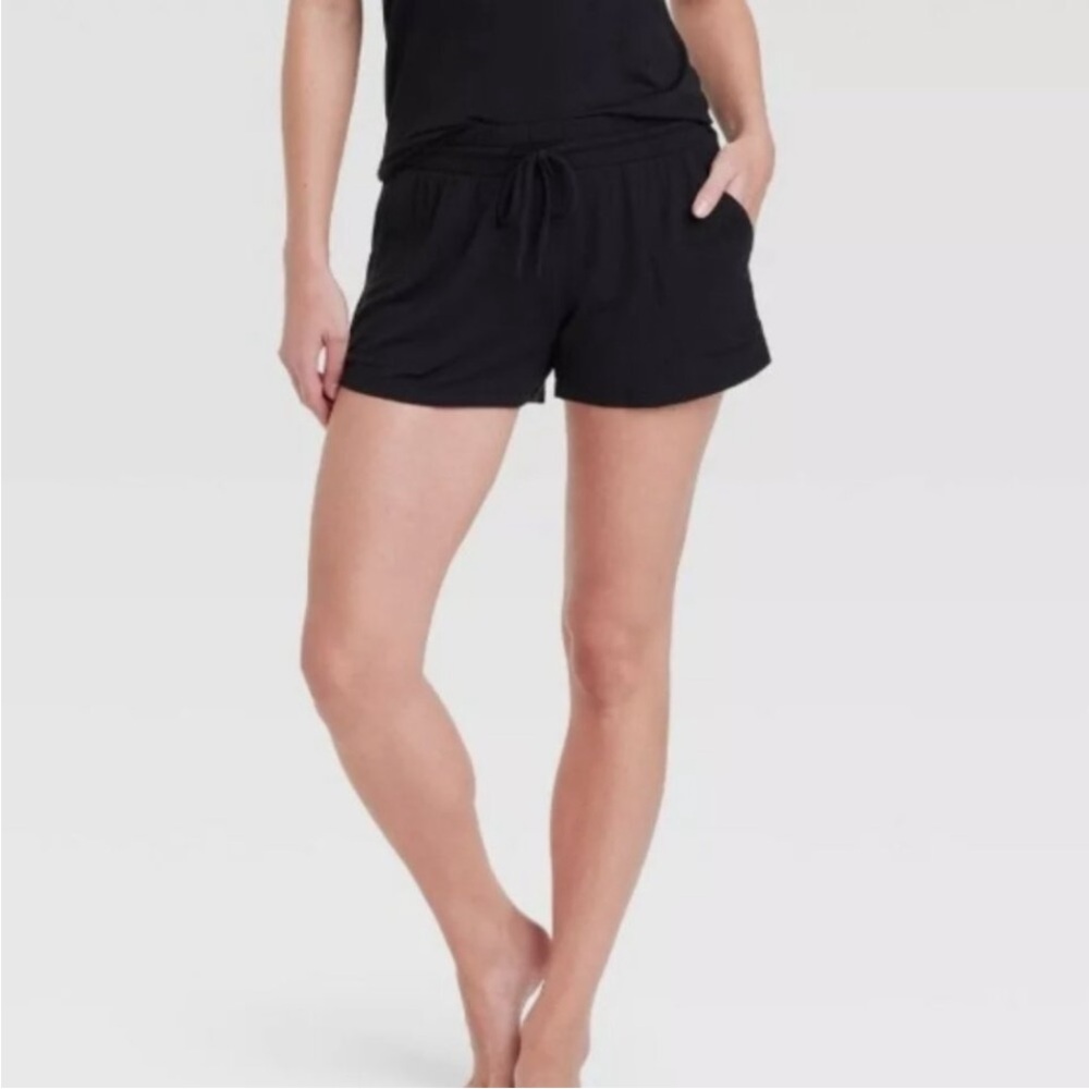 NWT Women's Beautifully Soft Pajama Shorts - Stars Above Black LG